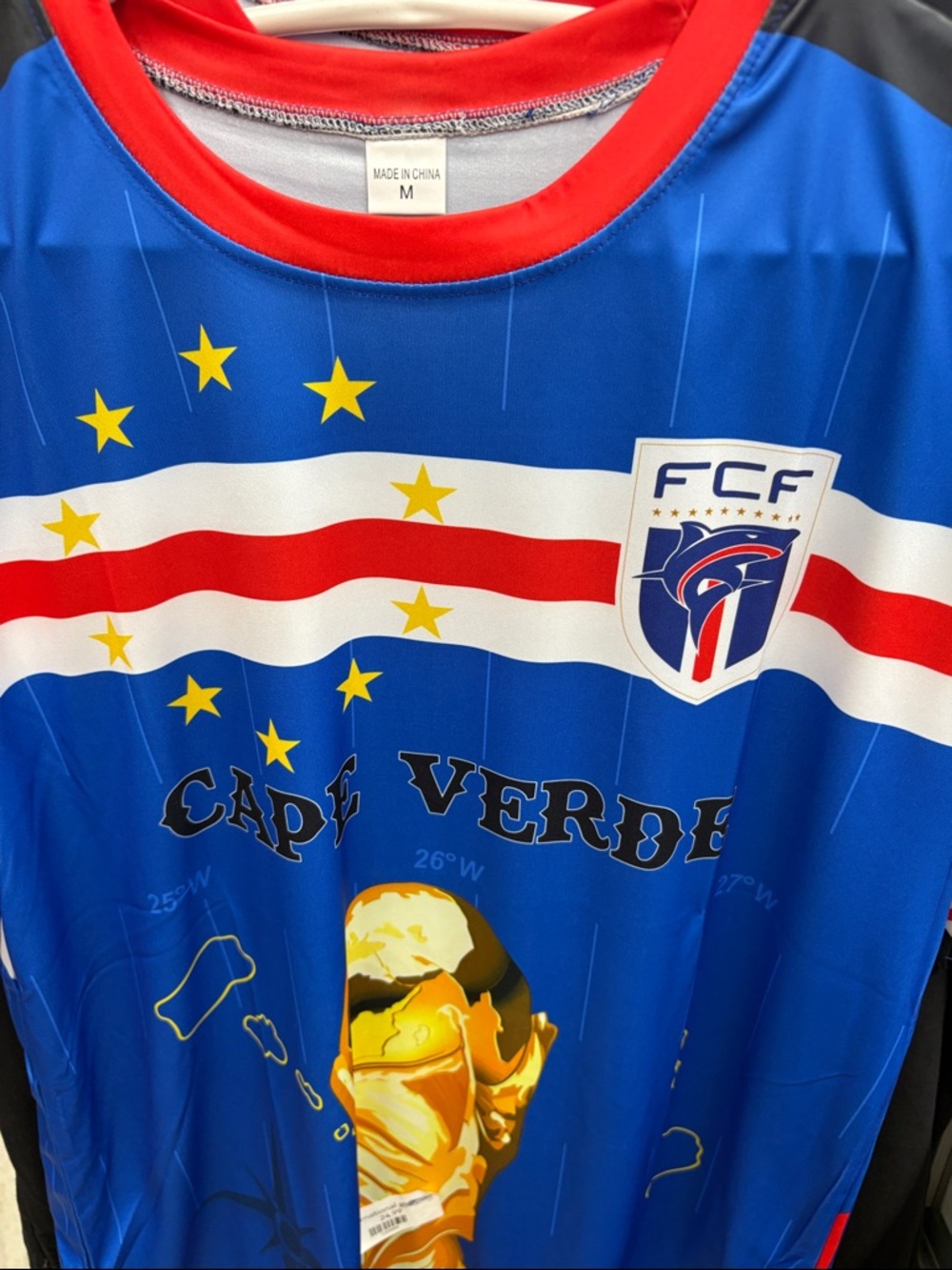 Team Apparel Blue Kids Soccer Jersey with Red & White Accents Cape Verde jerseys
